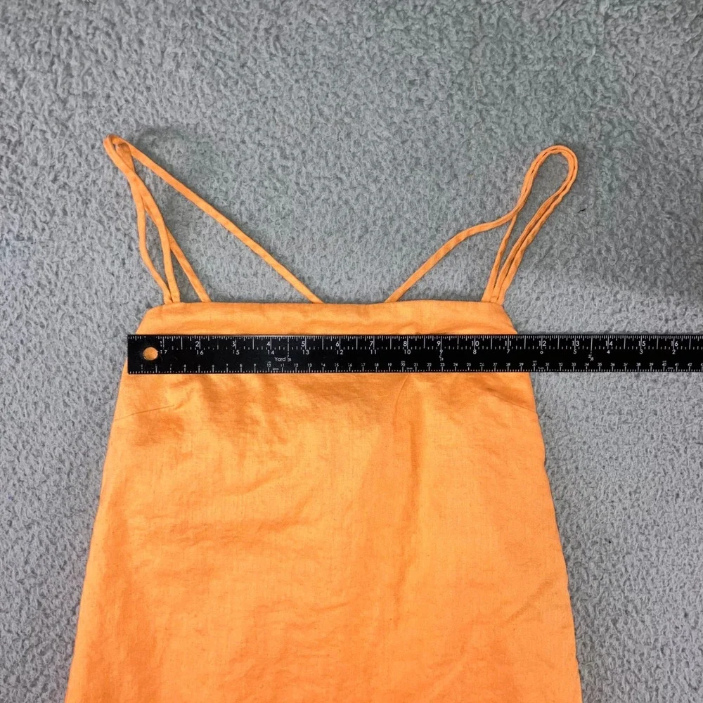 Chic‎ Mini Dress 8 Orange Linen Cotton Lightweight Lined Vibrant Boho Festival